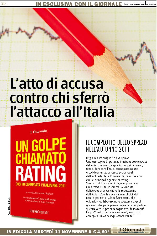 La pubblicità del libro di Renato Brunetta (Il Giornale, 10 novembre 2014)
