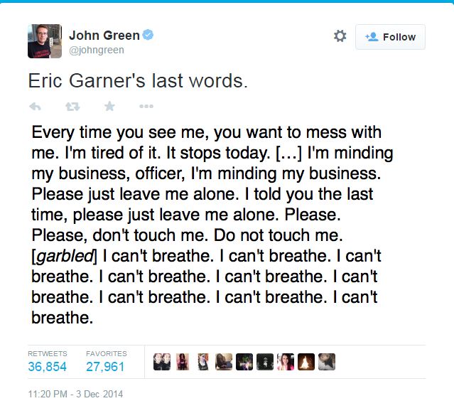 Le ultime parole di Eric Garner (Via Twitter.com)