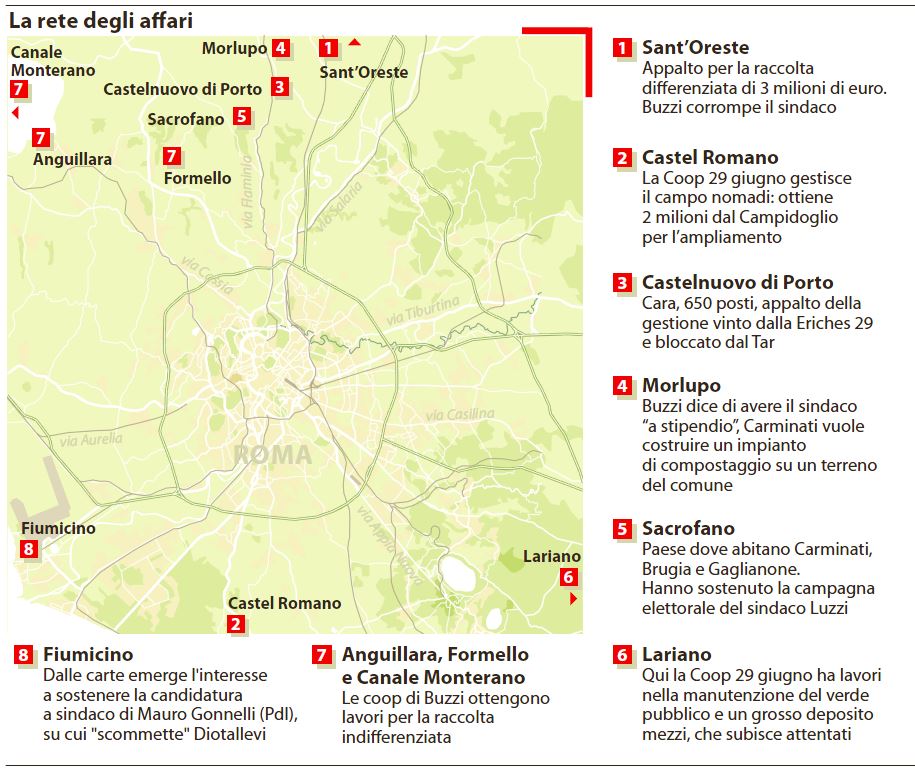 Le mani di Mafia Capitale su Roma (La Repubblica, 15 dicembre 2014)