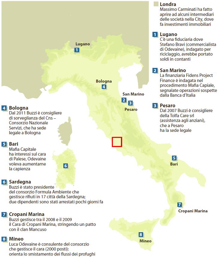 Le mani di Mafia Capitale sull'Italia (La Repubblica, 15 dicembre 2014)