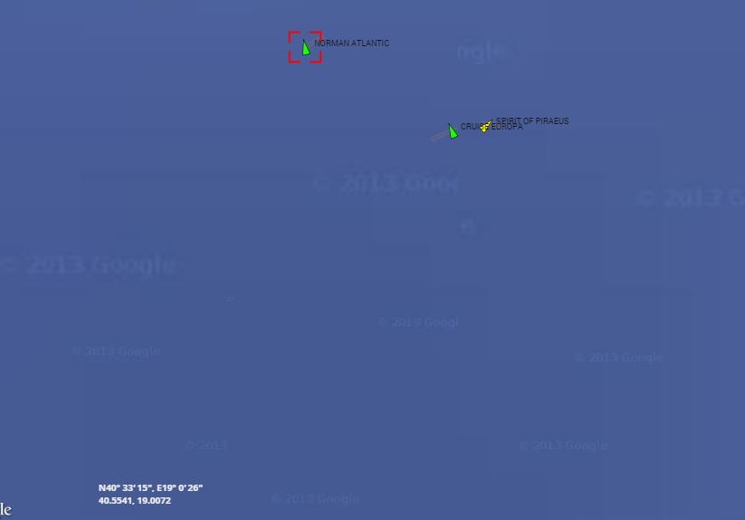 La posizione delle navi di soccorso rispetto al traghetto Norman Atlantic