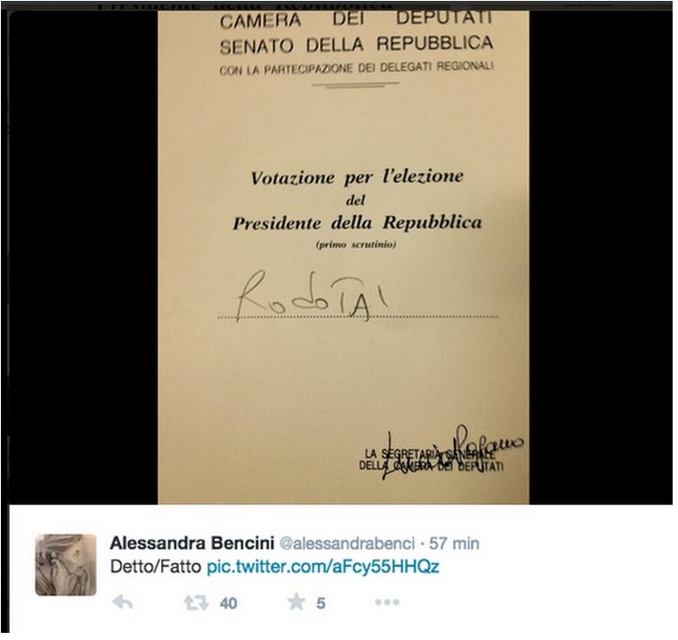 Il voto della Senatrice Bencini (via Twitter.com/allnews34.eu)