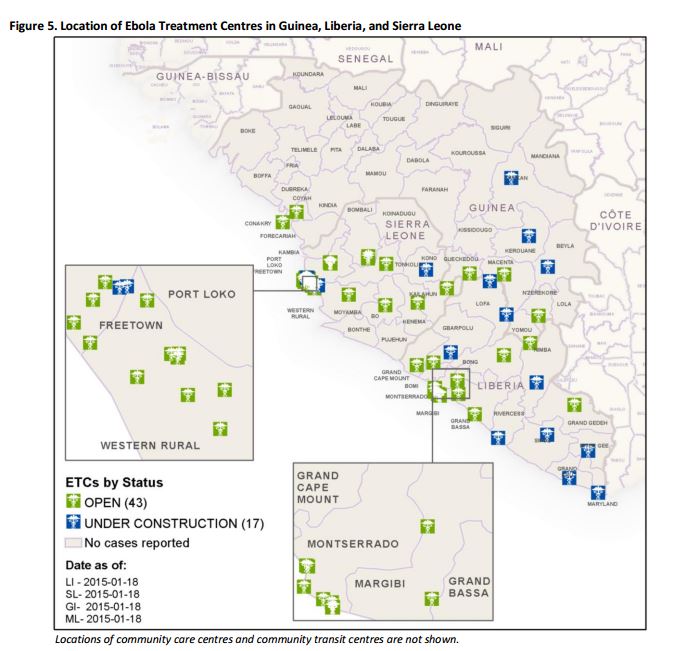 I centri di trattamento per i malati di Ebola (fonte who.int)