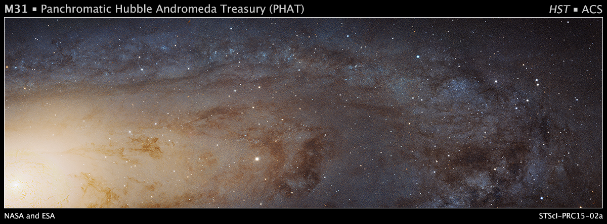 La foto scattata da Hubble di una parte della galassia di Andromeda (M31) (fonte: Nasa.gov)