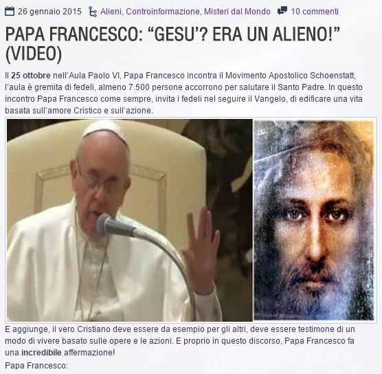 papa francesco e gesu alieno