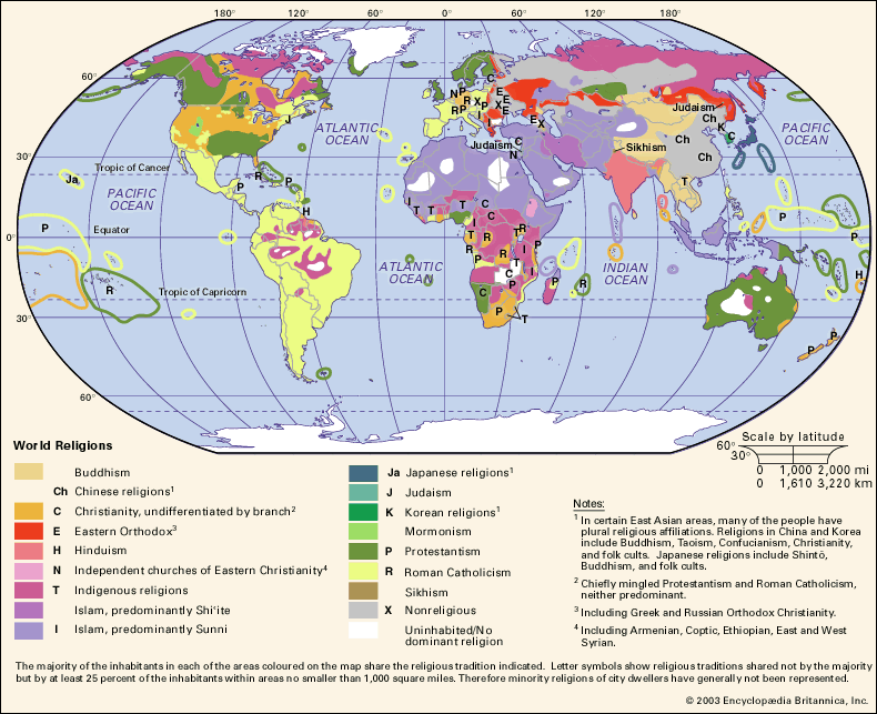 Diffusione geografica delle religioni