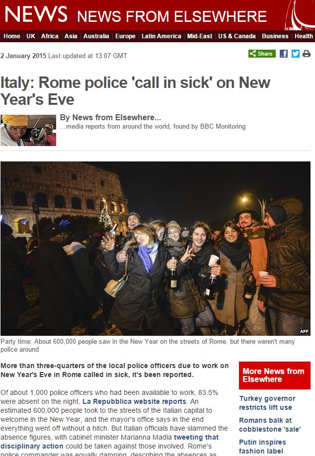 vigili romani capodanno bbc