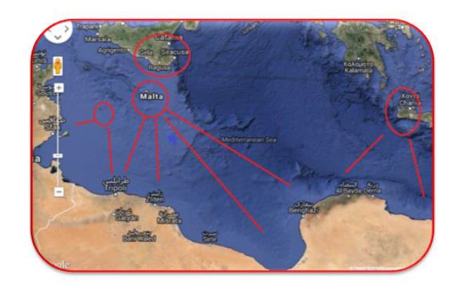 La carta di Google Maps con "le linee d'invasione" verso le terre dei crociati