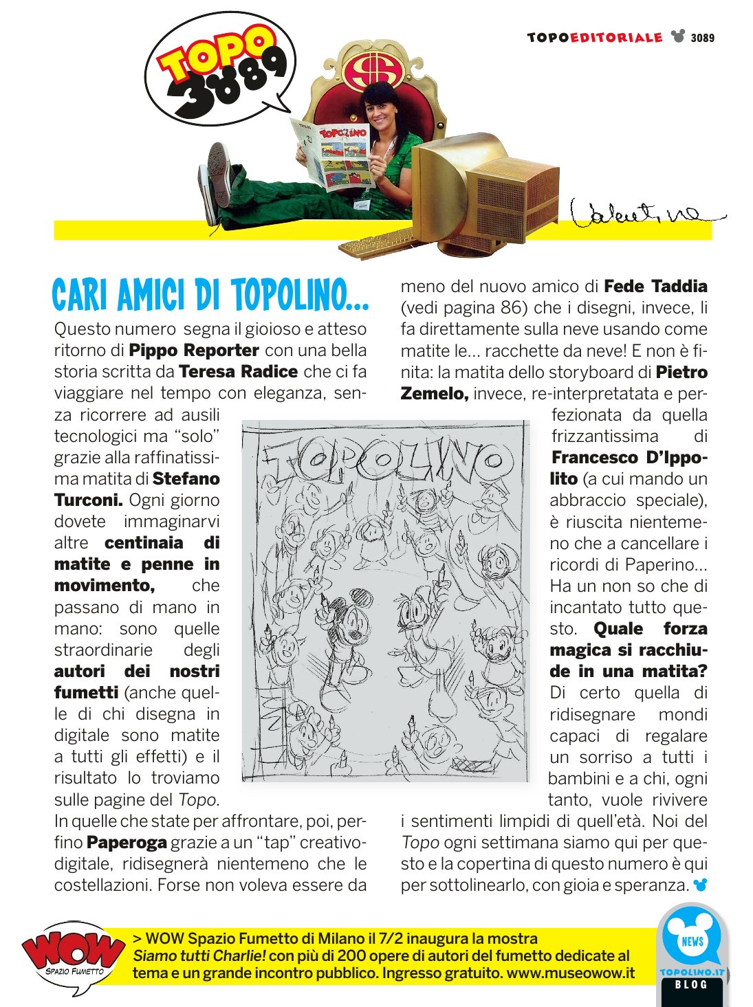 L'editoriale del numero 3089 di Valentina De Poli (via: http://topoinfo.altervista.org/)