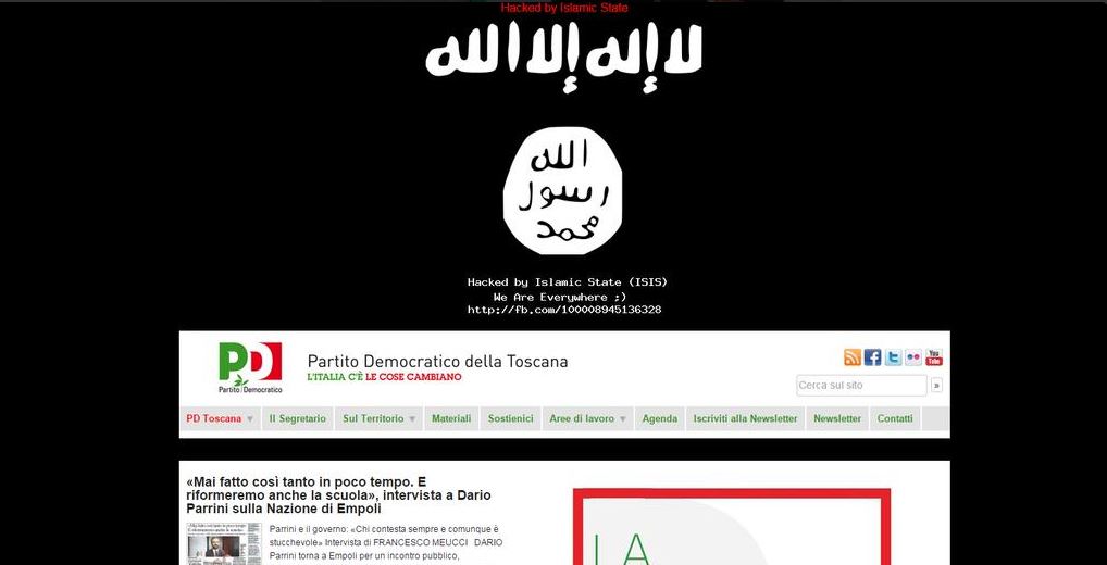 Il sito del PD "hackerato dall'ISIS"