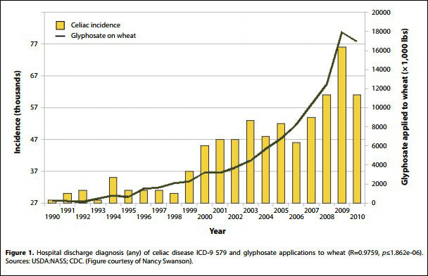 fonte: “Glyphosate, pathways to modern diseases II: Celiac sprue and gluten intolerance"