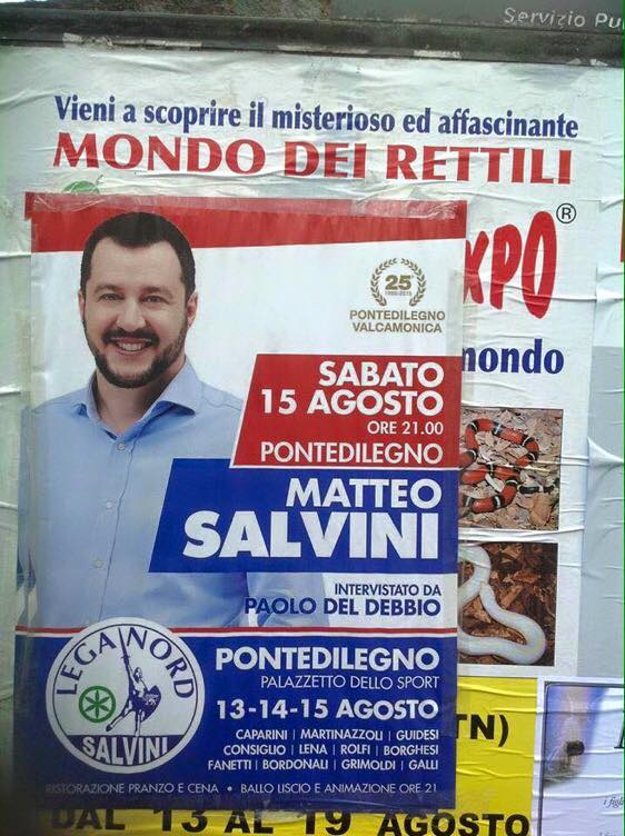 La foto del manifesto di Salvini che circola su Facebook