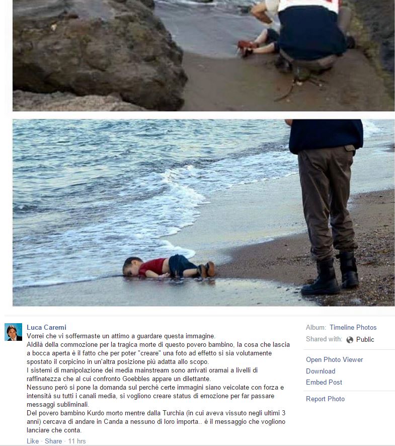 Luca Caremi, su Facebook, indaga la storia della foto