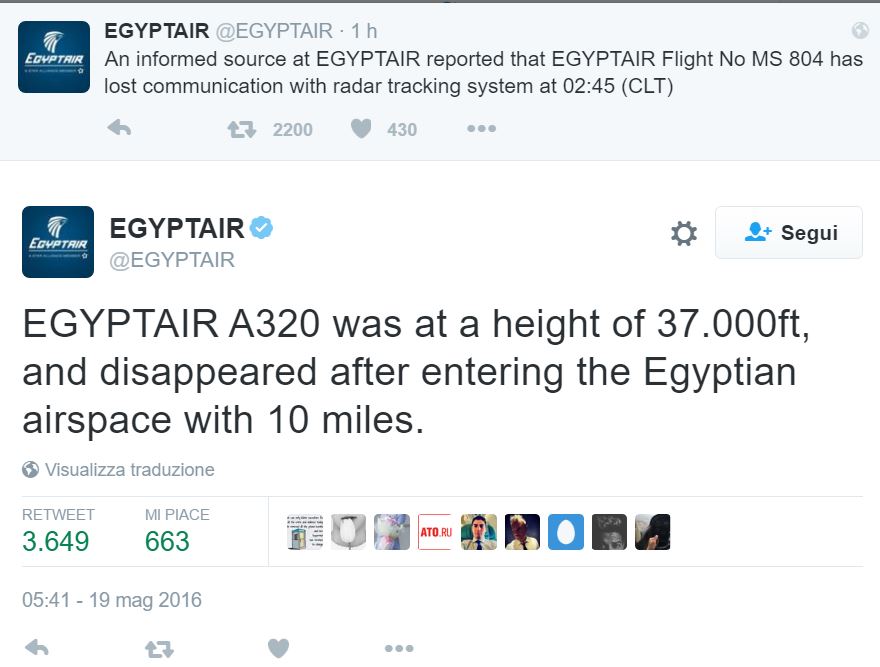 ms 804 aereo egyptair scompars