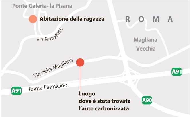 Sara Di Pietrantonio: il luogo in cui è stata ritrovata l'automobile (La Repubblica, 30 maggio 2016)