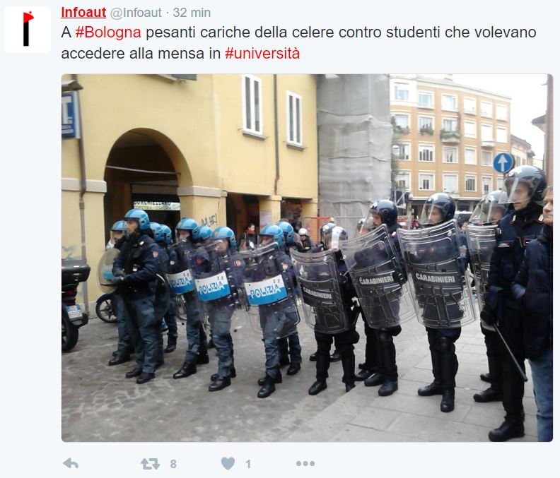 bologna studenti mensa polizia