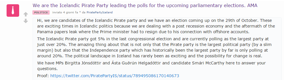 partito pirata islandese elezioni