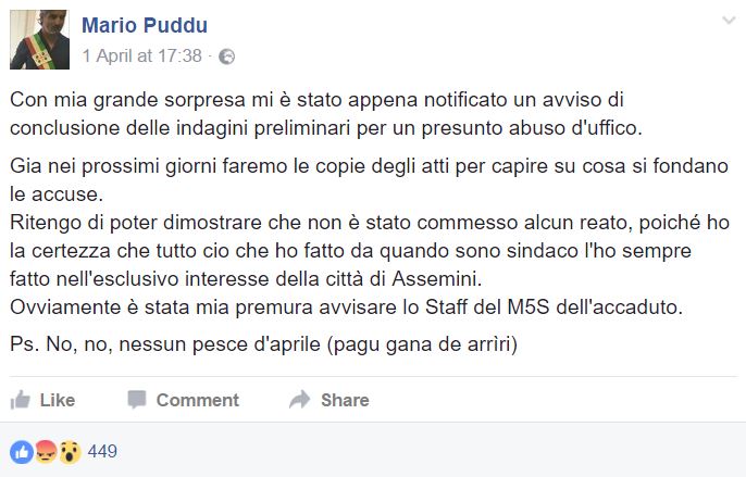 mario puddu assemini indagato